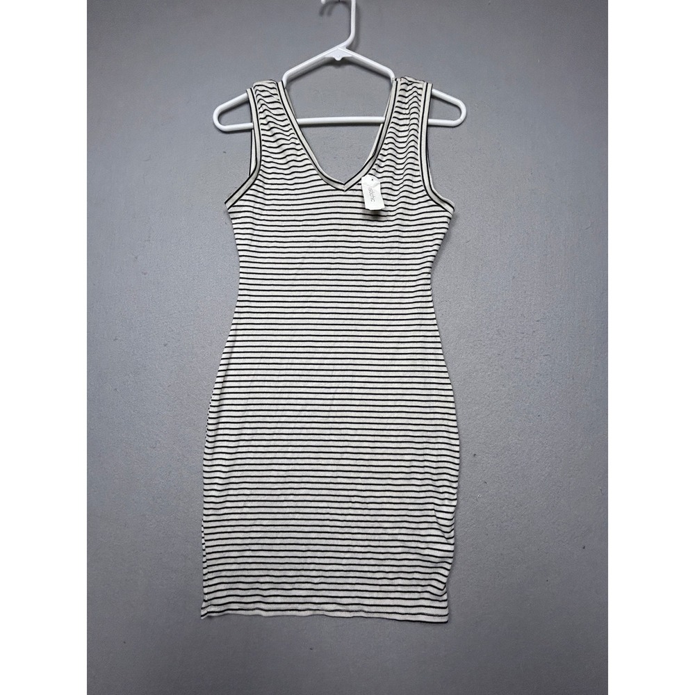 Heart & Hips Dress Ribbed Knit Striped White Black Size Large Womens